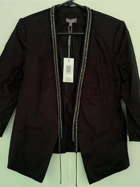 Et Vous Black Embellished Open-Front Blazer Jacket size 12